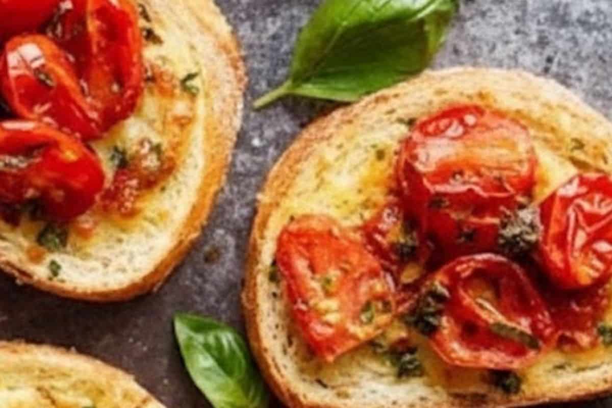 Spoon the sautéed tomato and basil mixture over each slice - 7