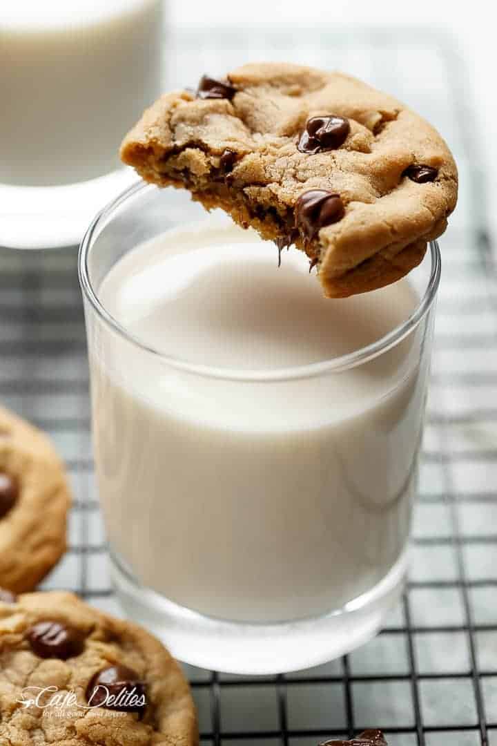 The best, Easy Soft Chewy Chocolate Chip Cookies with simple steps and ONE added ingredient for a soft and chewy experience in LESS THAN 15 minutes! | https://cafedelites.com