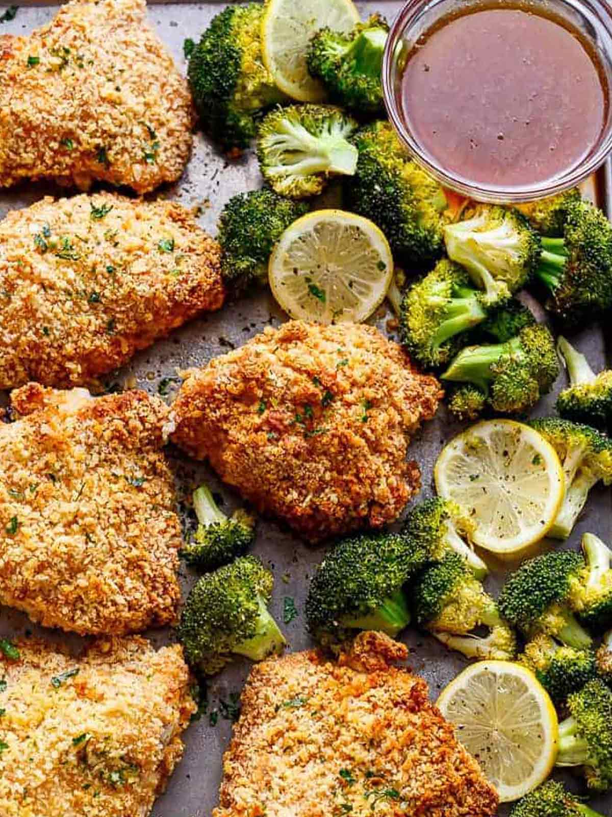 Zoom in image of Oven Fried Chicken + Broccoli + Honey Garlic Sauce