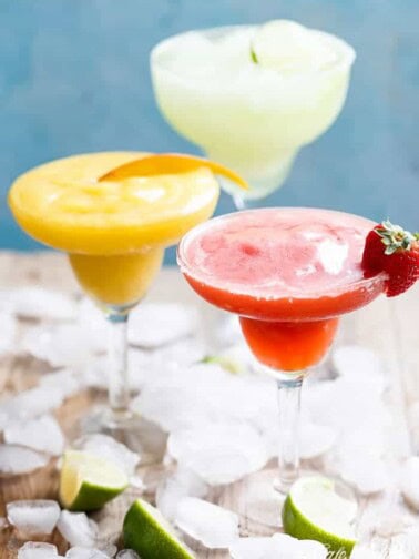 Frozen Strawberry and Mango Margaritas are refreshing and fruity and even better than the original Margarita! looks refreshing