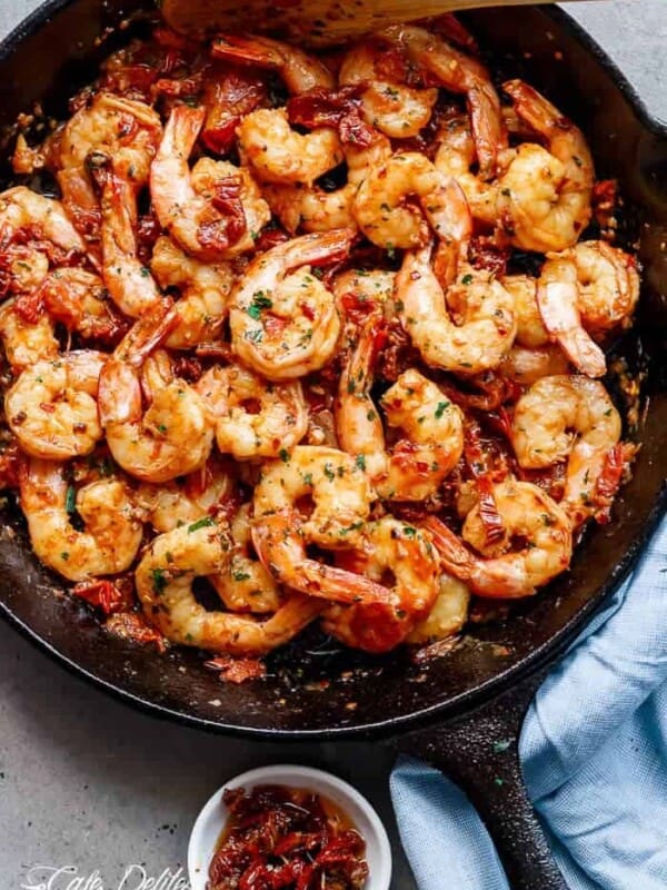 Spicy and garlicky with the subtle sweetness of sun dried tomatoes in a pan
