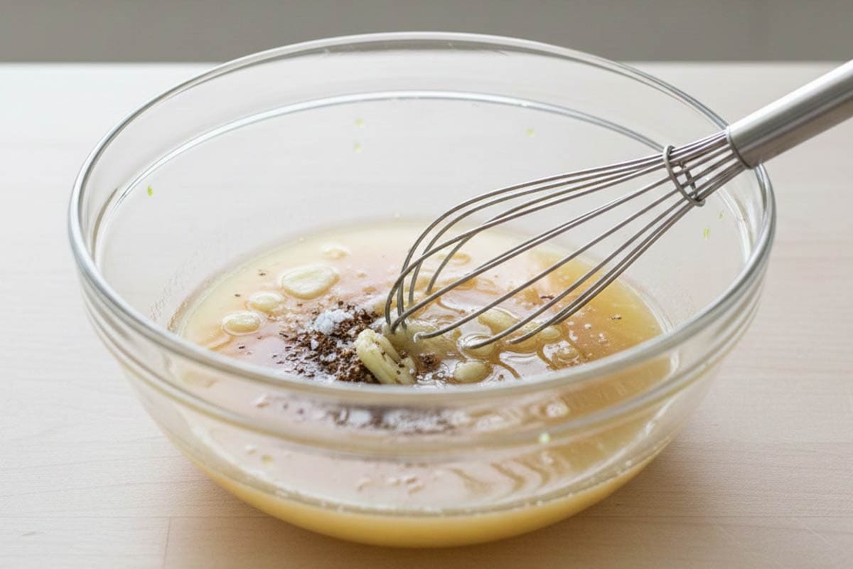 Whisked tequila, lime juice, honey, garlic, salt, and cumin in a shallow bowl. - 3