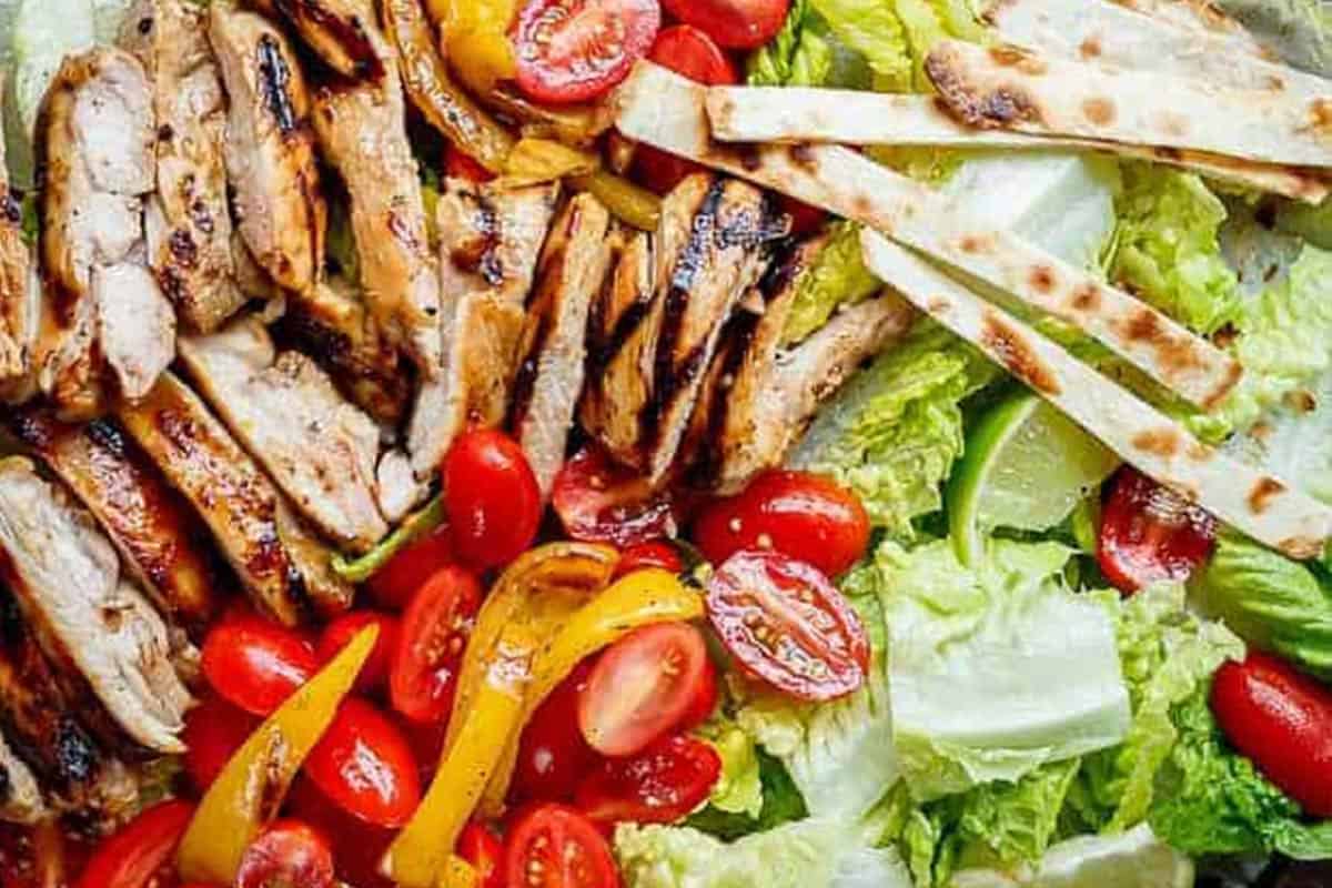 Close-up shot of Grilled Tequila Lime Chicken Salad. - 10