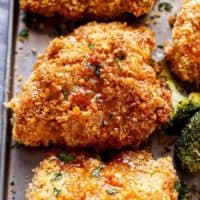 Oven Fried Chicken piece on a baking tray