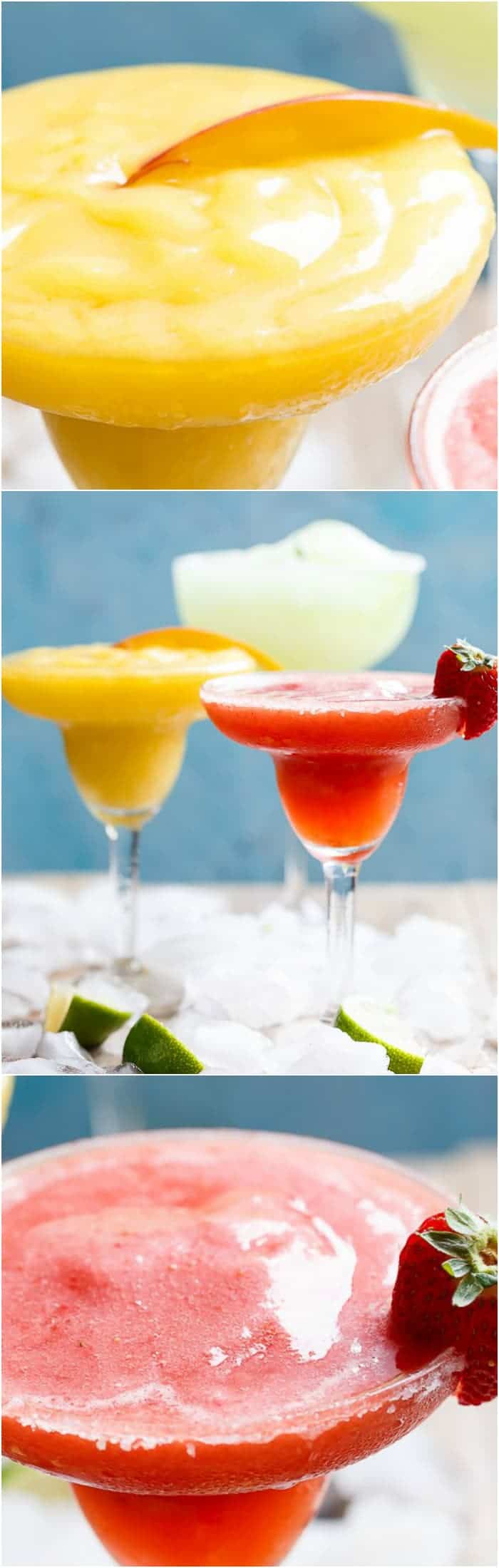 Frozen Strawberry and Mango Margaritas are refreshing and fruity and even better than the original Margarita! Celebrate in style! | https://cafedelites.com