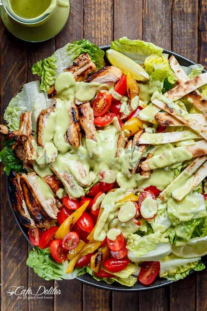 Tequila Lime Chicken Taco Salad | https://cafedelites.com