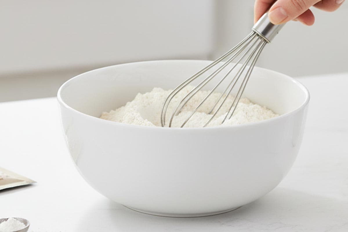 Combining the dry ingredients in a bowl.
