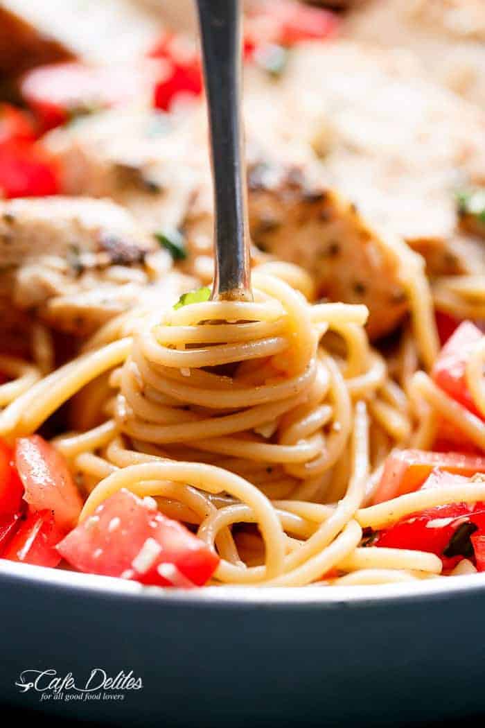 Bruschetta Chicken Pasta Salad is a must make for any occasion Bruschetta Chicken Pasta Salad