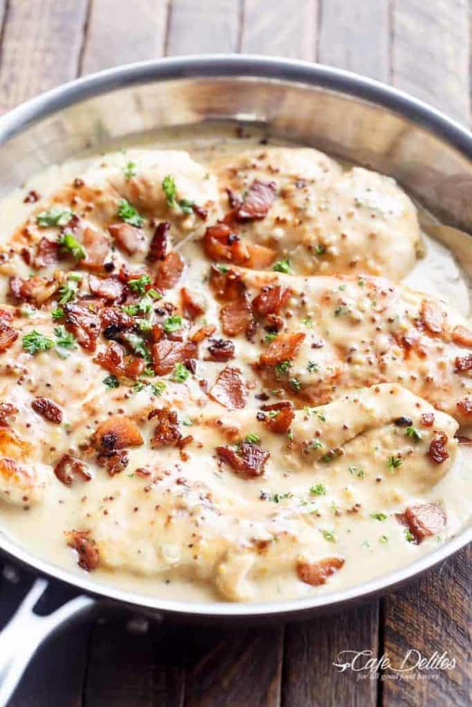 Creamy Honey Mustard Chicken With Crispy Bacon - Cafe Delites