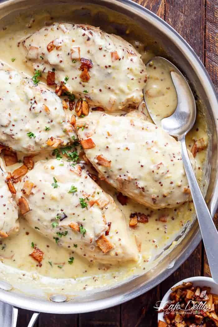 Creamy Honey Mustard Chicken With Crispy Bacon - Cafe Delites