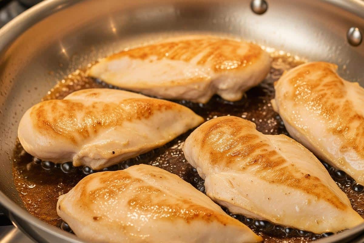 Seared chicken.