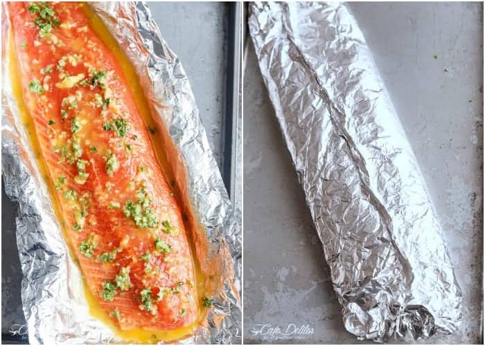 This Honey Garlic Butter Salmon In Foil recipe is an easy dinner to throw together on your Honey Garlic Butter Salmon In Foil Recipe