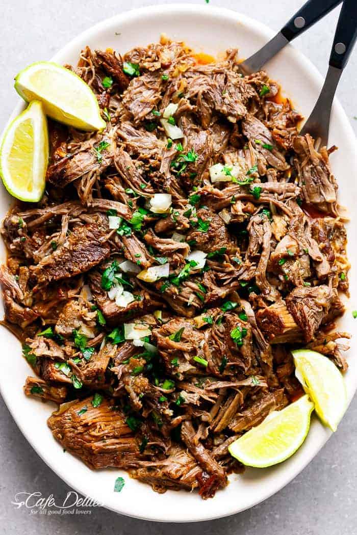 Slow Cooker Barbacoa Short Rib Tacos - Cafe Delites