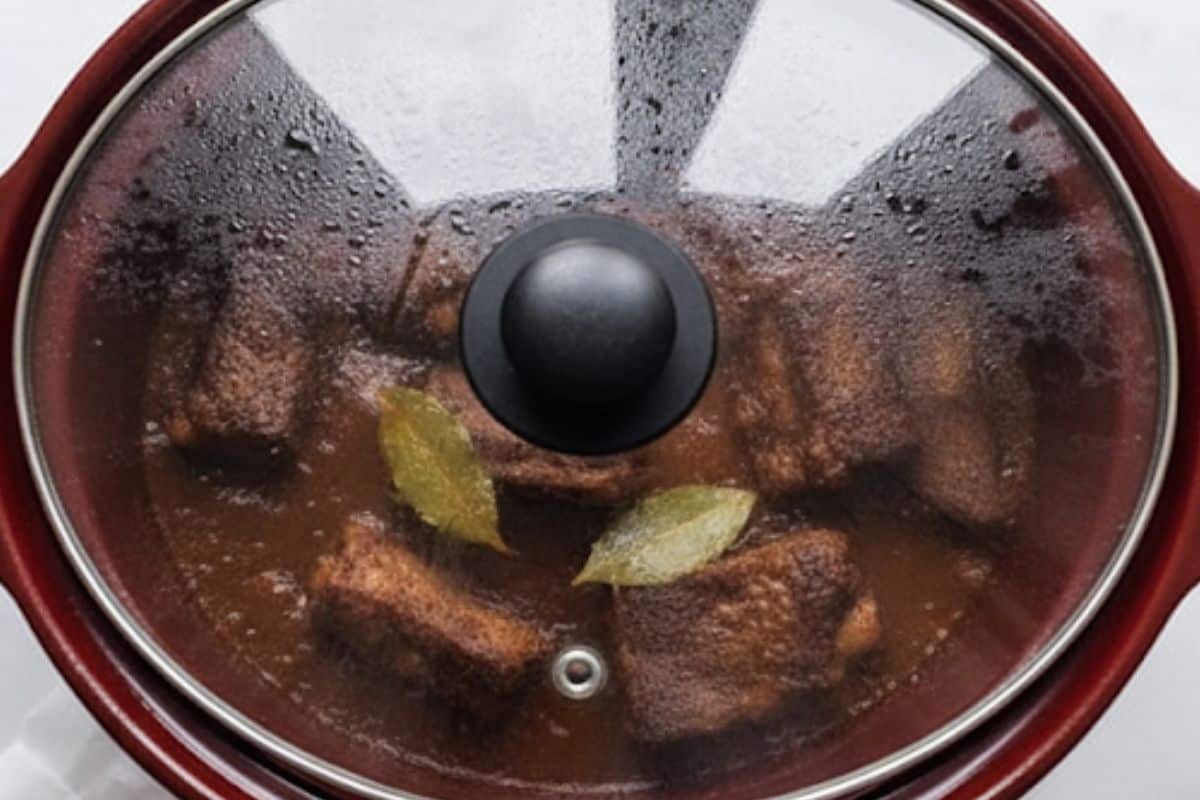 Cover and cook for 6 hours on high or 10–12 hours on low until the meat is fall-apart tender.