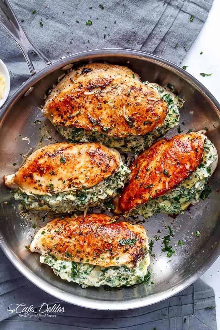 Spinach Artichoke Stuffed Chicken Breast Cafe Delites