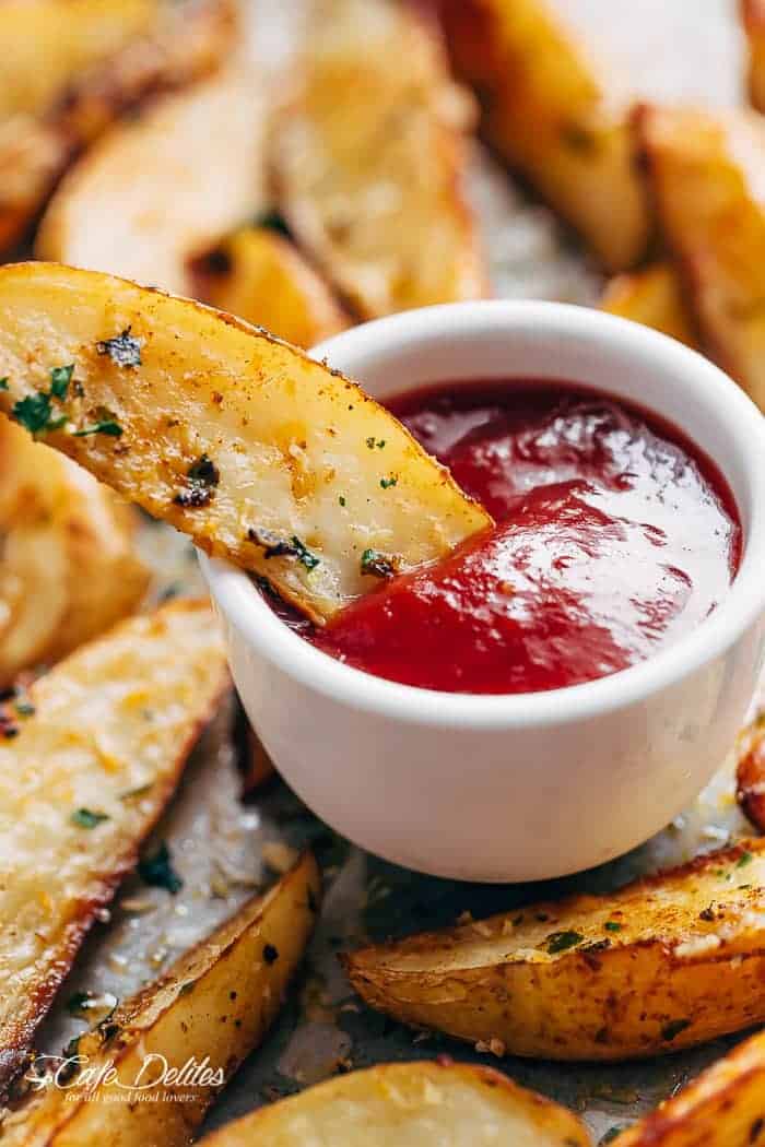 Crispy Garlic Baked Potato Wedges Cafe Delites