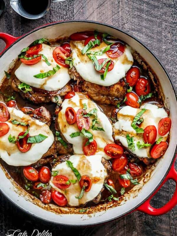 Balsamic Glazed Caprese Chicken in a pot