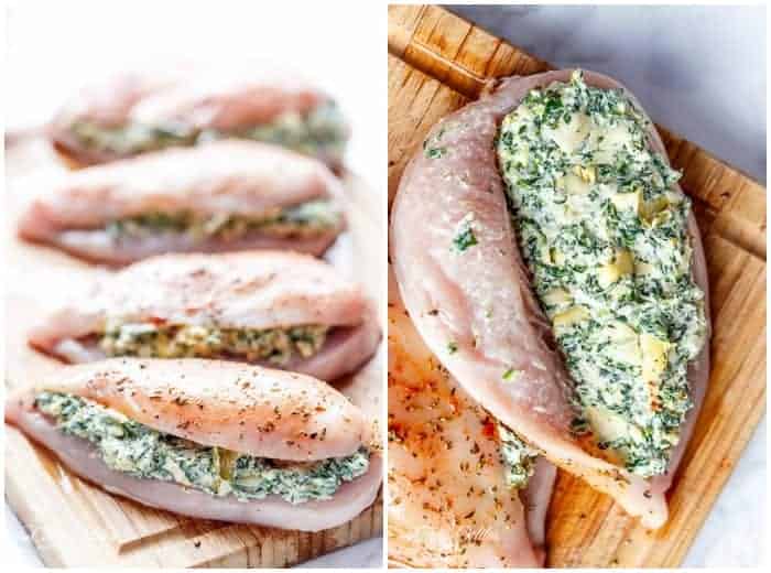 Spinach Artichoke Stuffed Chicken | https://cafedelites.com