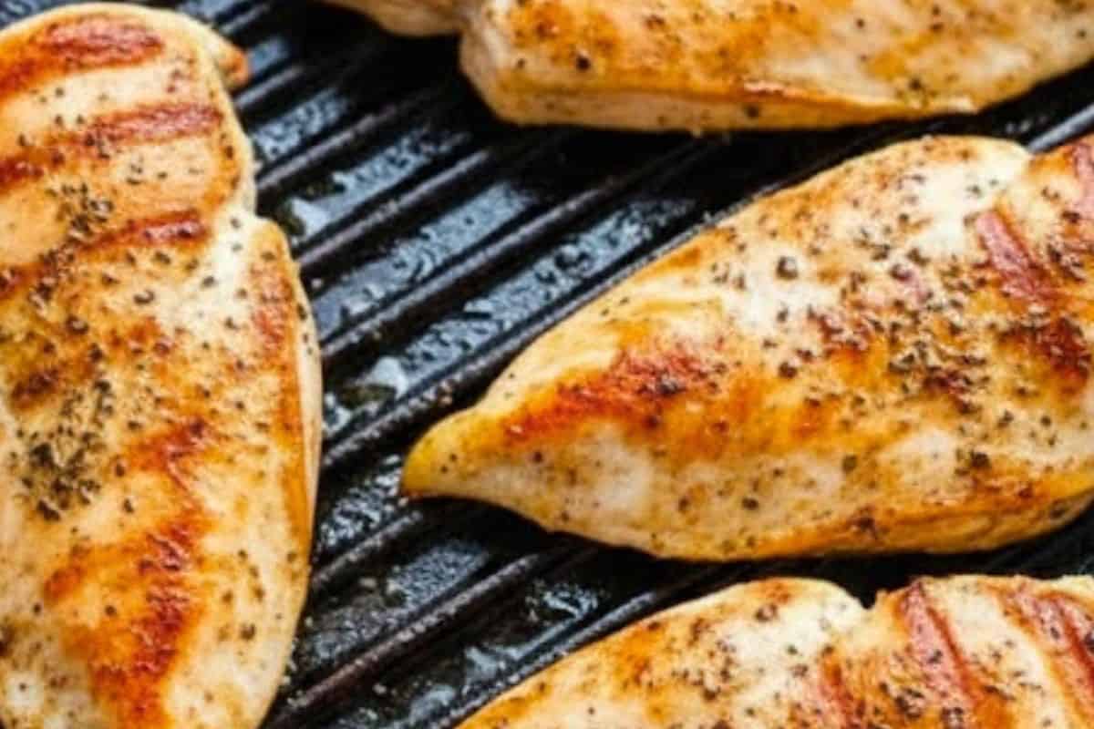 In the same skillet, cook the marinated chicken until golden brown.