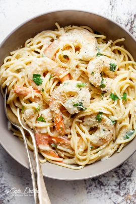 Creamy Lemon Parmesan Shrimp - Cafe Delites