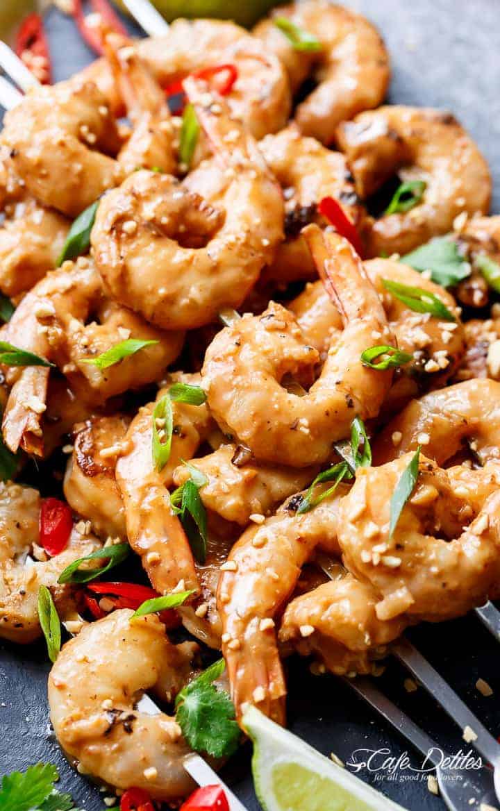 grilled shrimp peanut sauce