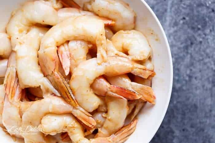 Satay Shrimp Skewers | https://cafedelites.com
