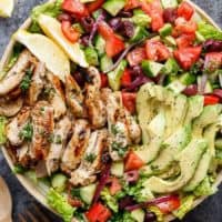 Grilled Lemon Herb Mediterranean Chicken Salad | http://cafedelites.com