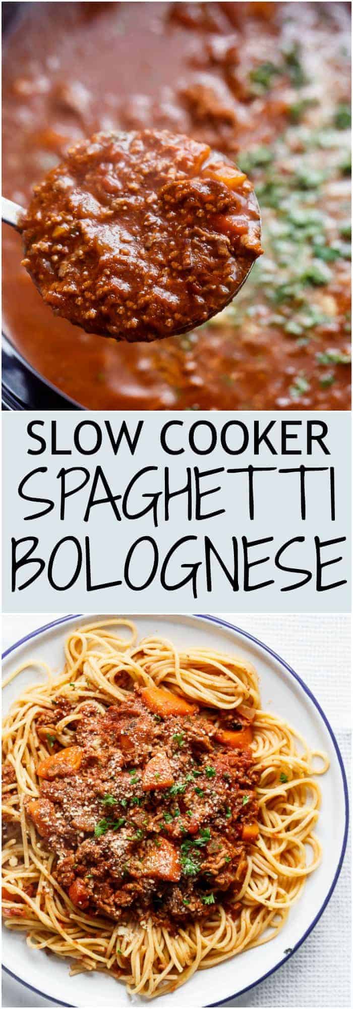 Easy to make rich and rustic Slow Cooker Bolognese Sauce, packed with so much flavour to coat your pasta (or vegetables) of choice! | https://cafedelites.com