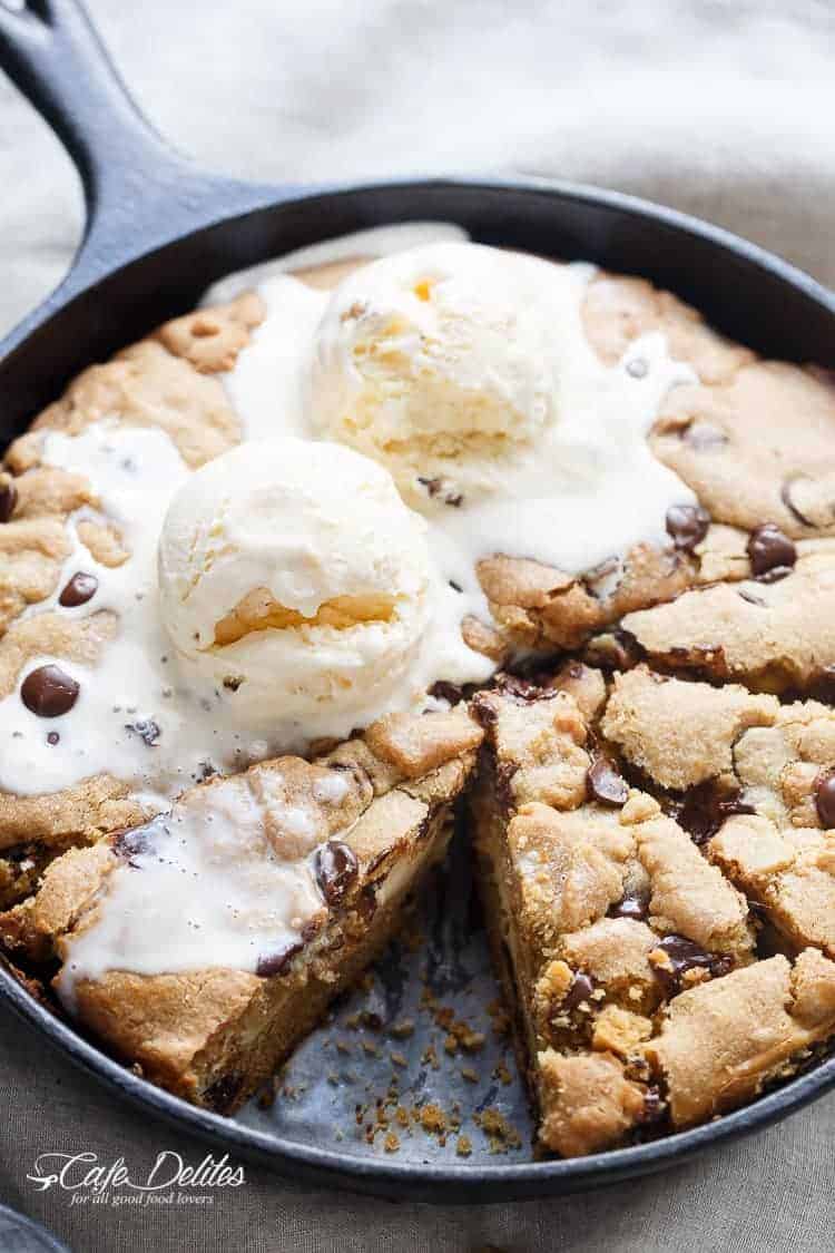 Giant Chocolate Chunk Skillet Cookie - LideyLikes