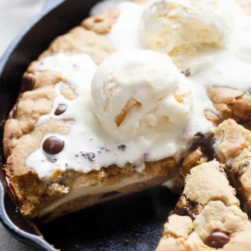 Nutella Stuffed Deep Dish Chocolate Chip Skillet Cookie - Cafe Delites