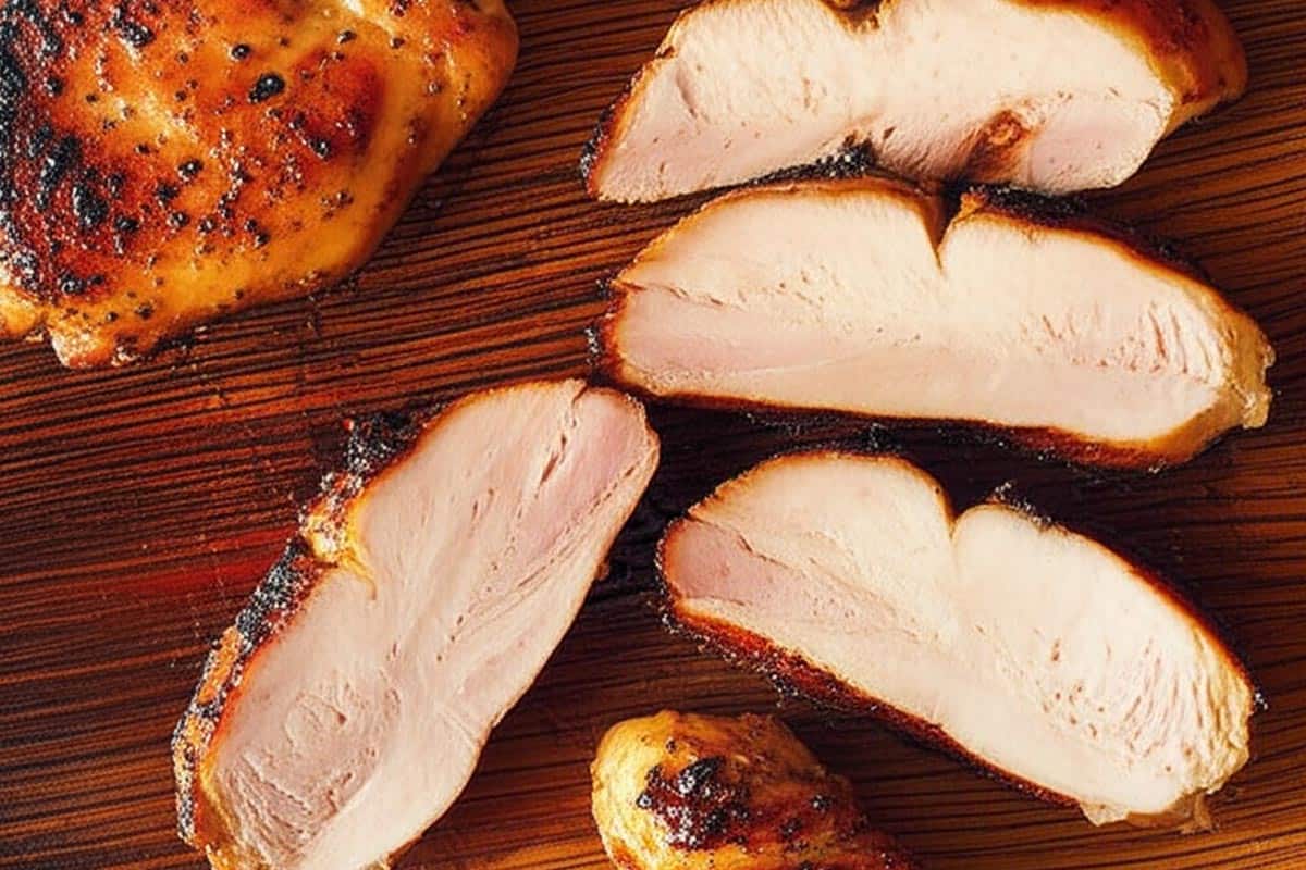 Sliced chicken.