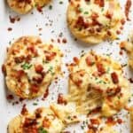close up of Loaded Mozzarella Bacon Smashed Potatoes - 13