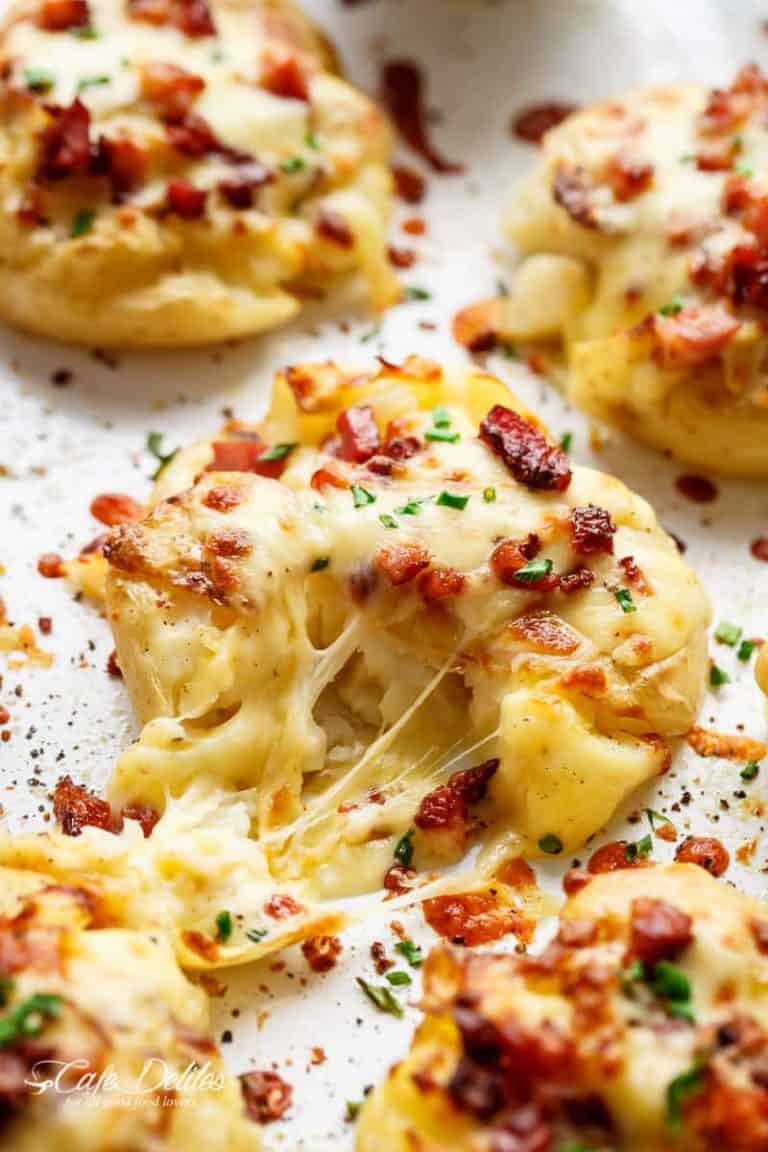 Cheesy Bacon Smashed Potatoes - Cafe Delites