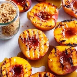 Maple Grilled Peaches Almond Cookie Crumb