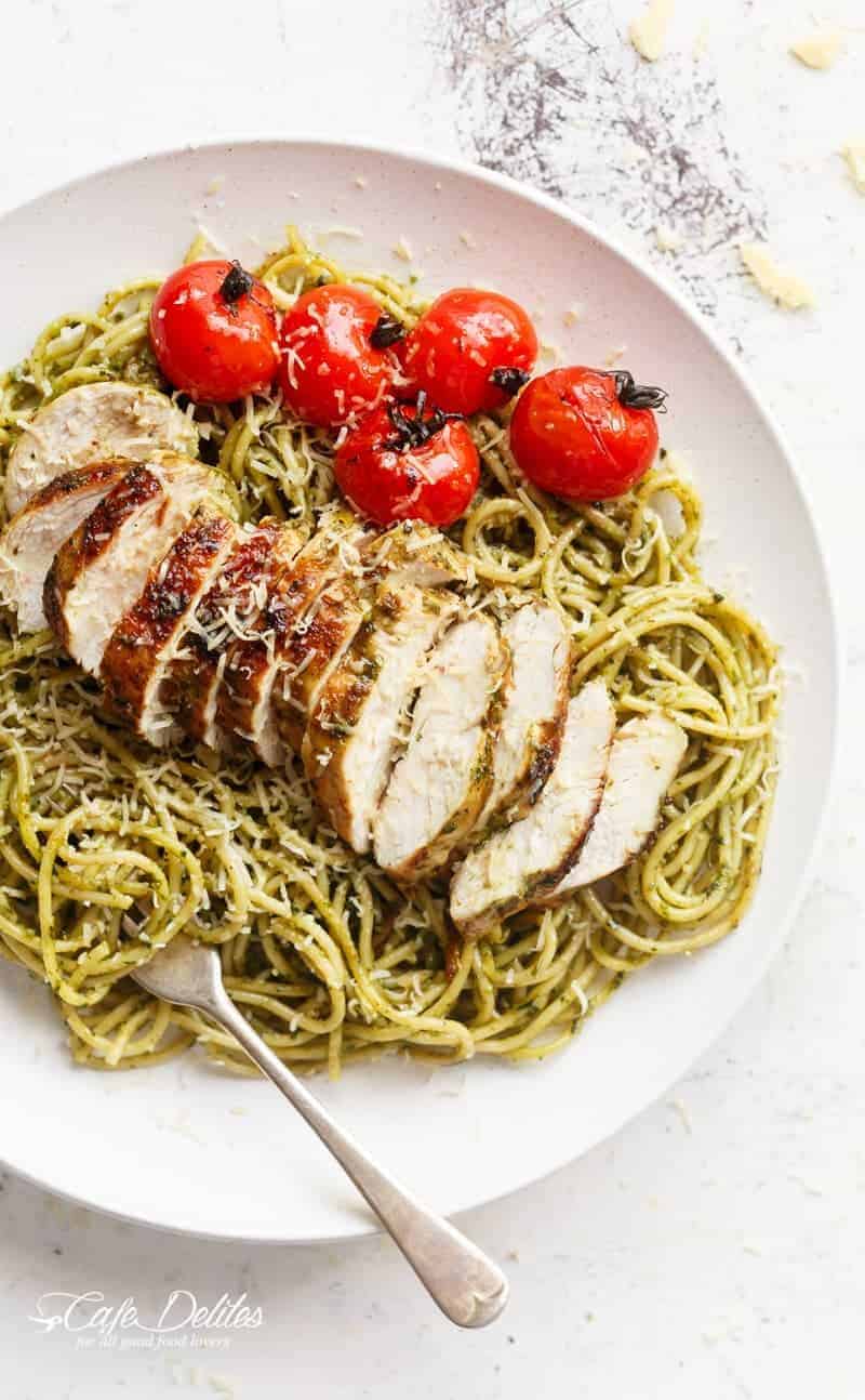 Basil Pesto Chicken Spaghetti Cafe Delites