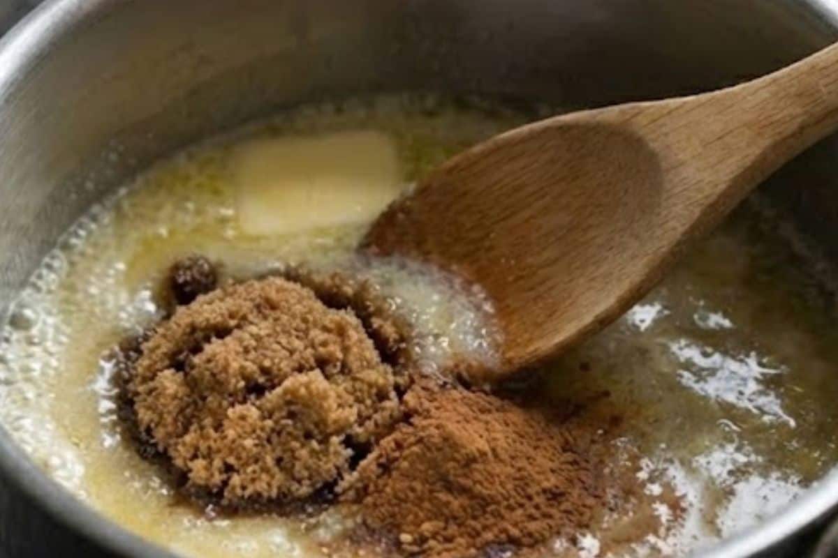 In a medium saucepan, melt the butter and add water, sugar, vanilla, cinnamon, and salt. Bring to a gentle simmer for about 5 minutes while stirring occasionally, then add the flour - 4