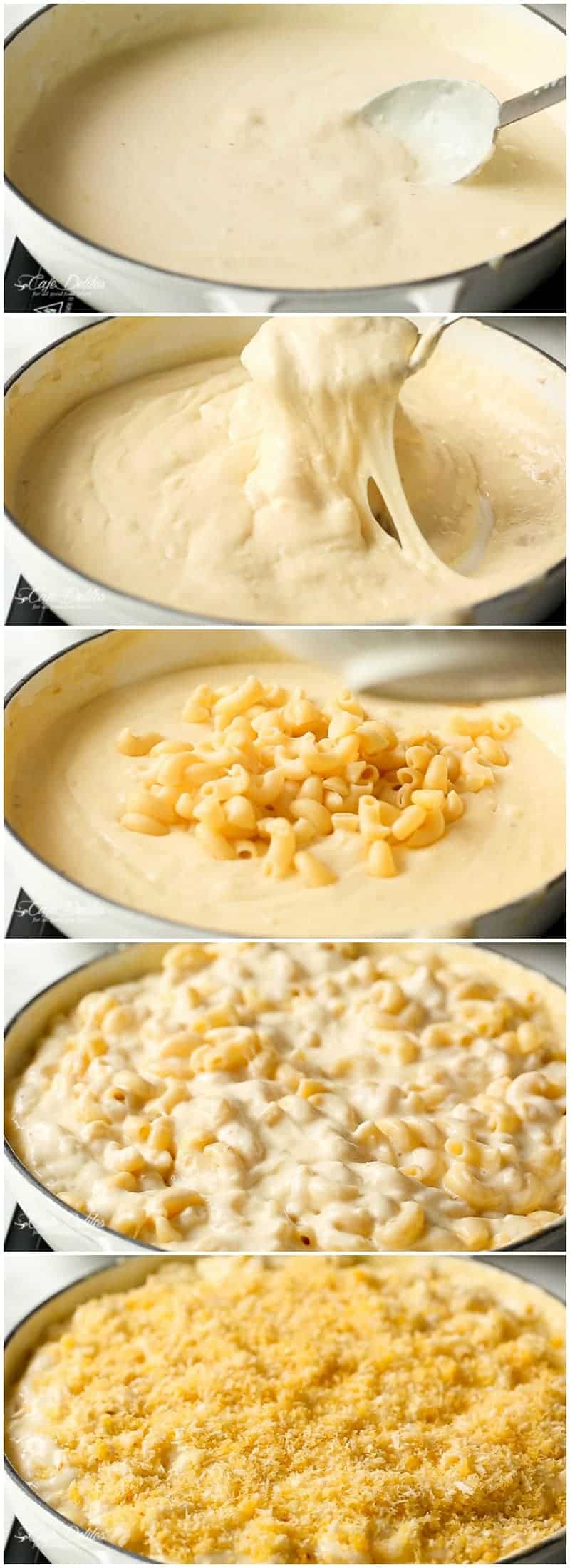 Creamy Garlic Parmesan Mac And Cheese in ONE POT | https://cafedelites.com