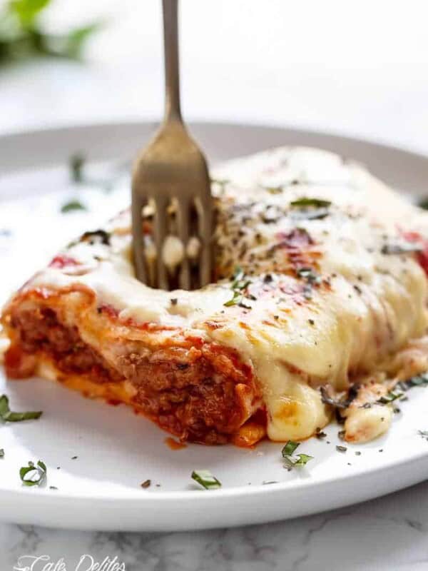 Lasagna Stuffed Burritos on a plate