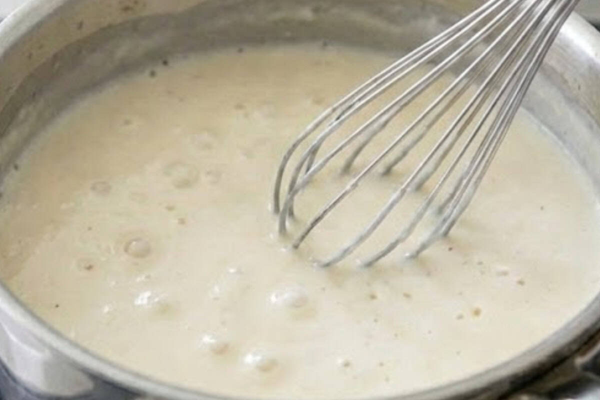 Melt butter in a saucepan, stir in the flour for one to two minutes, then whisk in the milk  - 7
