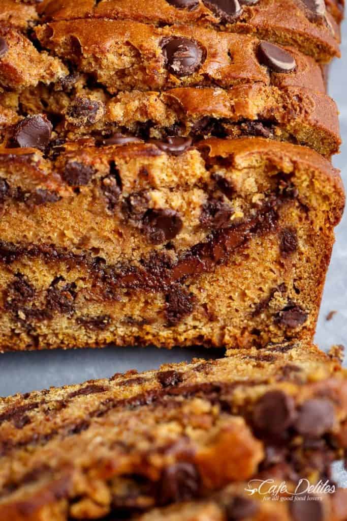 Nutella Pumpkin Chocolate Chip Bread - Cafe Delites