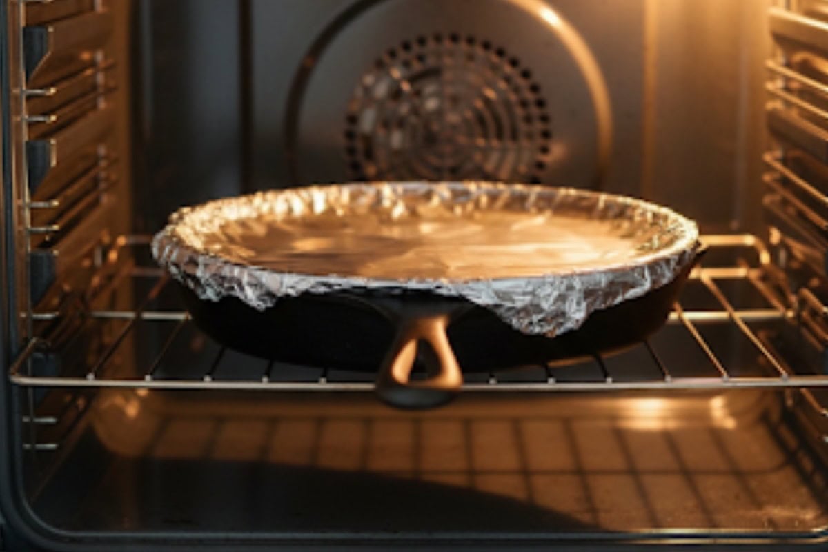Transfer the covered pan into the oven and bake for 40 minutes.