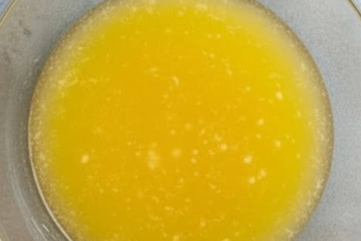 Microwave butter for about 30 seconds until partially melted, leaving it half soft and half liquid.