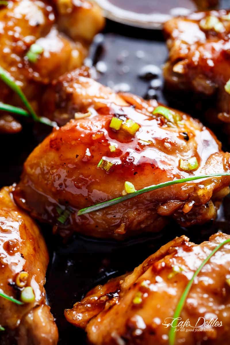 Garlic Teriyaki Chicken Thighs | https://cafedelites.com