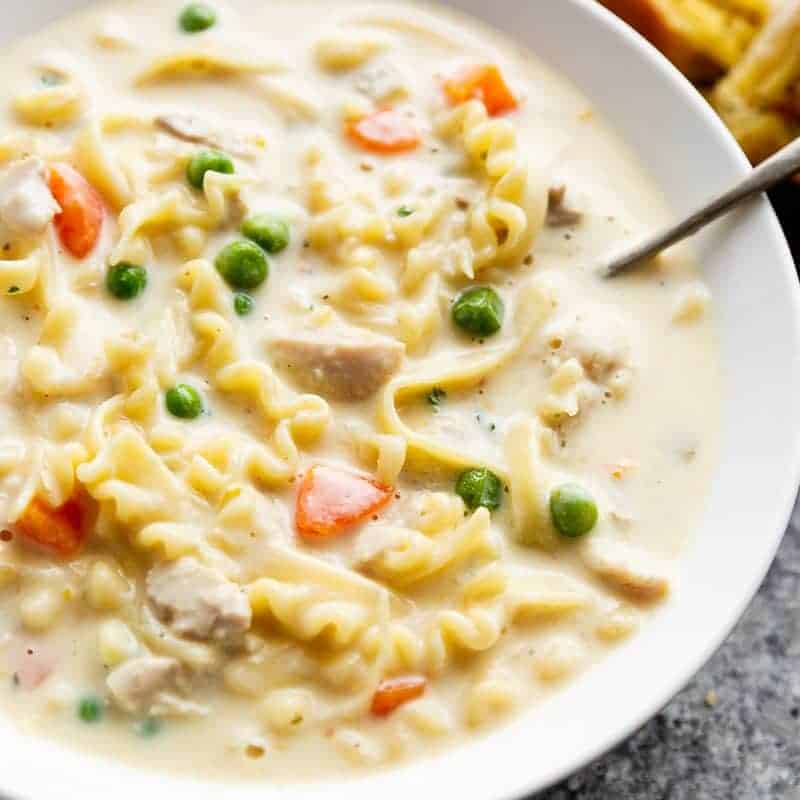 Creamy Chicken Noodle Soup (Lightened Up) - Cafe Delites