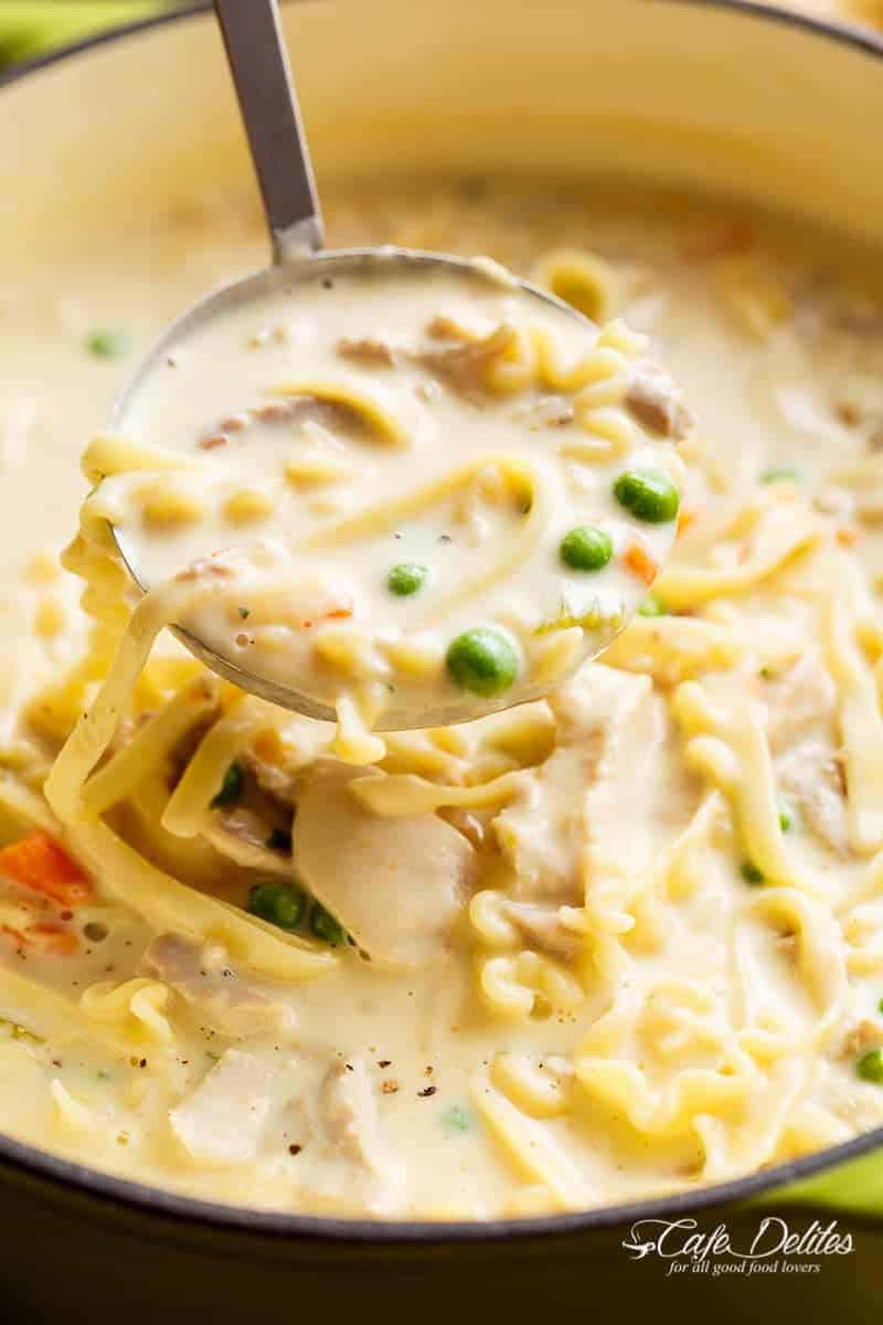Creamy Chicken Noodle Soup Lightened Up   Cafe Delites