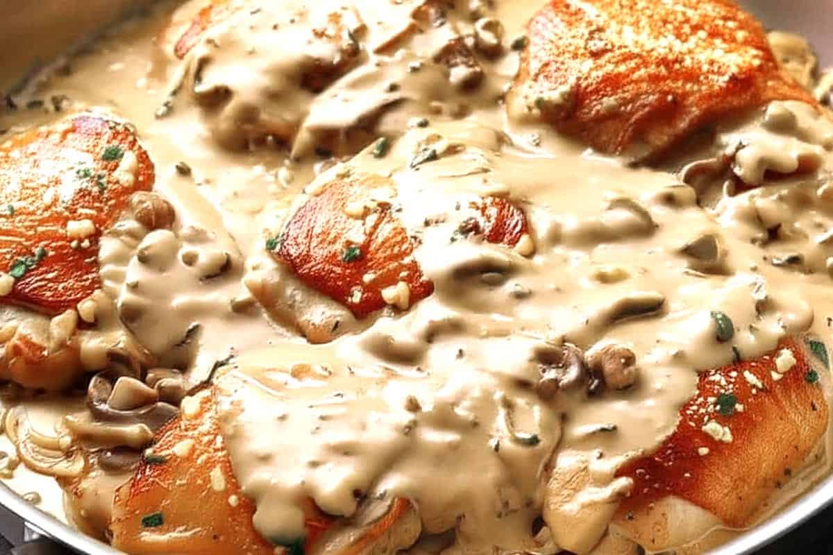 Creamy Garlic Parmesan Chicken in a pan.