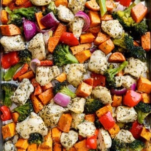Garlic Herb Chicken and Sweet Potato Sheet Pan
