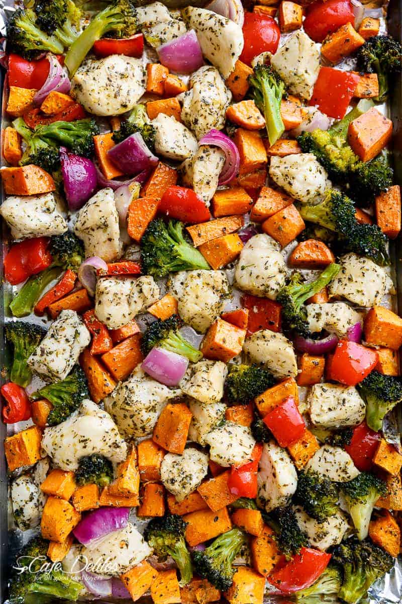 Chicken & Veggies Meal Prep Sheet Pan Bake