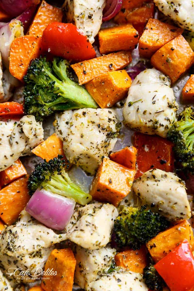  Sweet Potato Sheet Pan Meal Prep is the easiest and most delicious way to have your meals Garlic Herb Chicken  Sweet Potato Sheet Pan Meal Prep