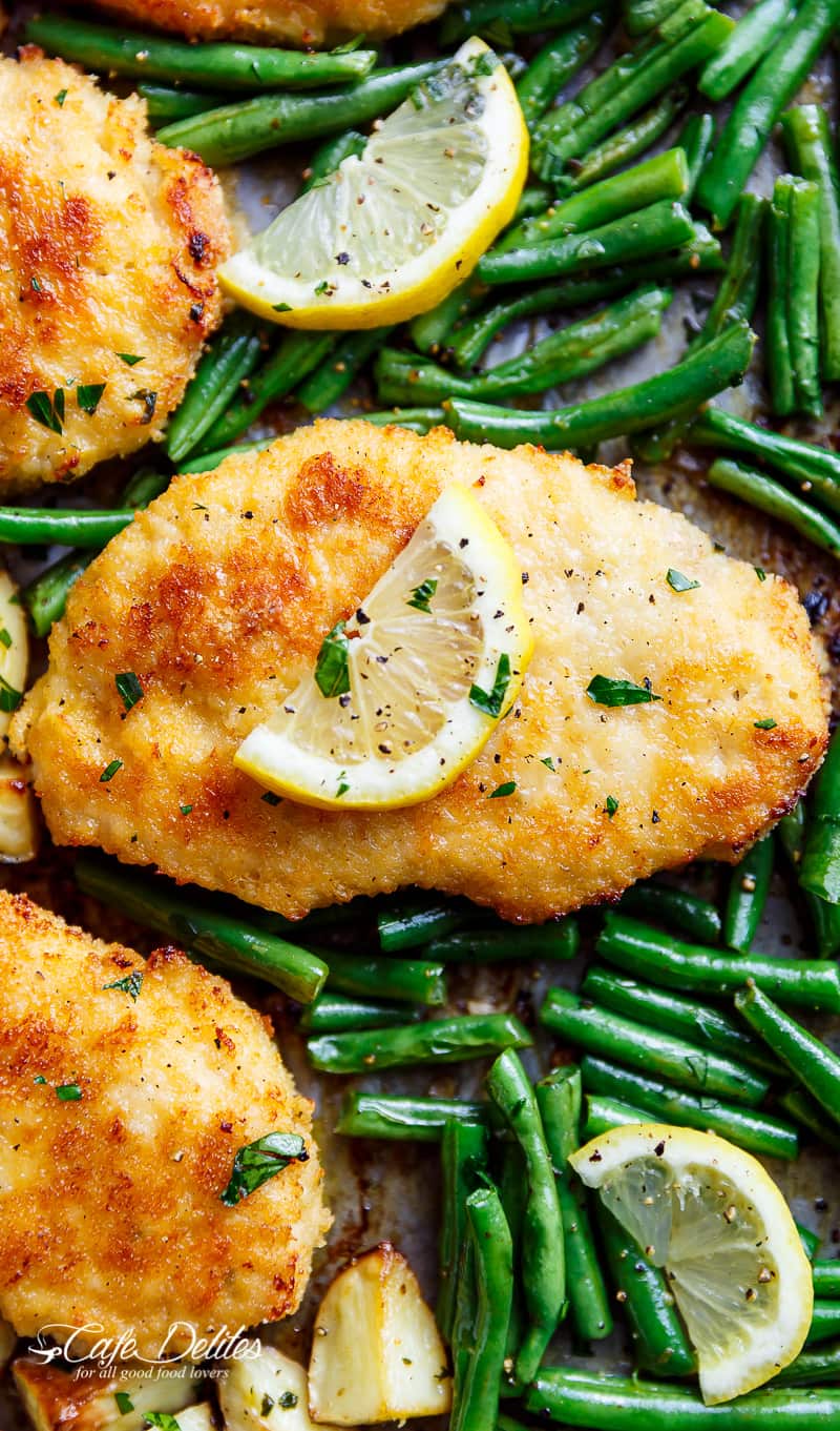 Oven baked and CRISPY Sheet Pan Lemon Parmesan Garlic Chicken  Sheet Pan Lemon Parmesan Garlic Chicken  Veggies